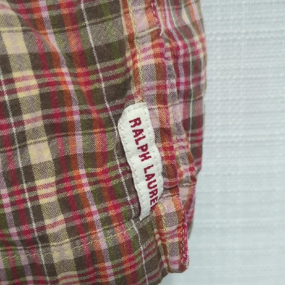 Ralph Lauren Jeans Co Button Shirt Men's Medium Brown Red Casual 100% Cotton - Picture 7 of 9